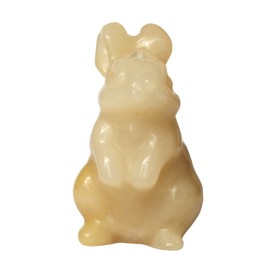 Manekieko Natural Yellow Jade Hand Carved Rabbit Statue,38mm Crystals and Healing Stones Animal Figurines Gemstone