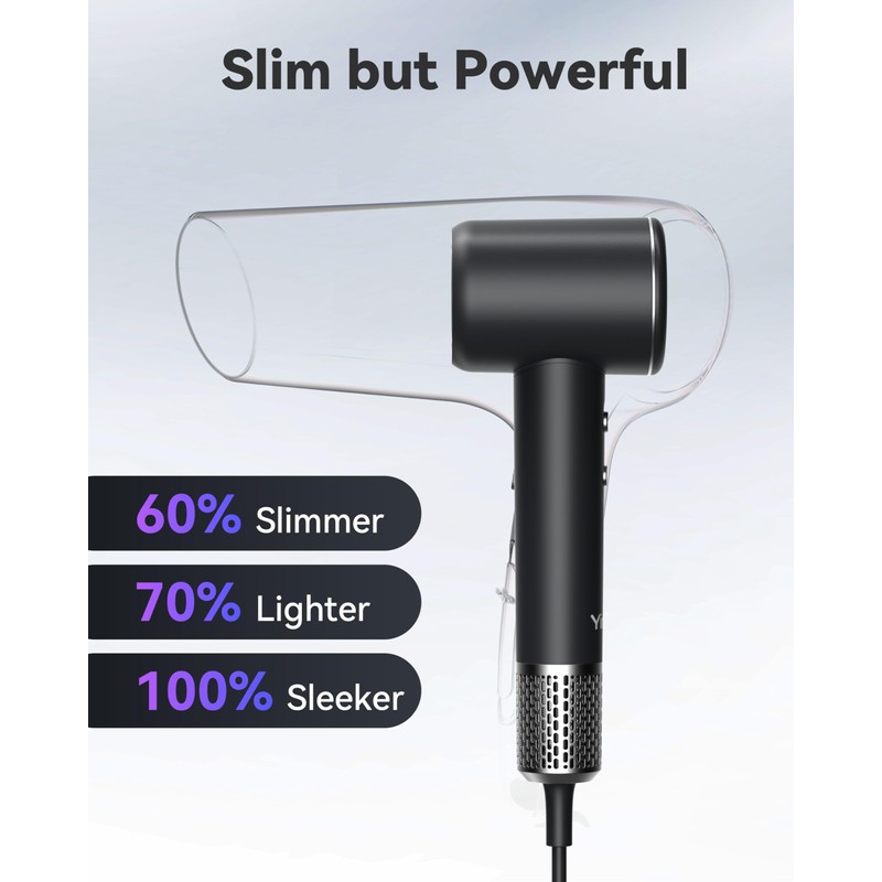 Yinole Hair Dryer Ionic Blow Dryer with Diffuser for Curly