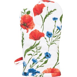 REDBEST Oven Glove, Oven Glove, Poppy, 100% Cotton, Size 15 x 30 cm, Heat-resistant Padding, Robust, Smooth Fabric on the Outside