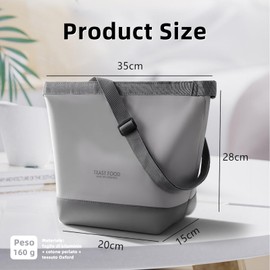 Tomalithic Lunch Tote Bags, Cool Bag, Thermal Bag with Foil Lining, Insulated Lunch Bag, Easy Cleaning, Portable Lunch Box, Shoulder Bag + Two Ways to Carry It for Work, Travel