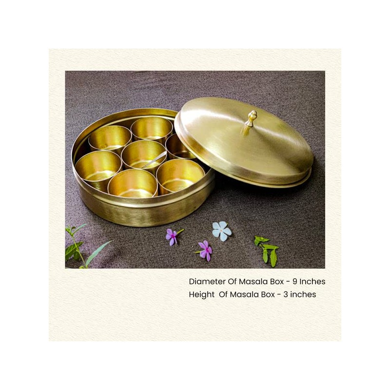 The Advitya Indian Spice Box Brass |Brass Masala Box Dabba