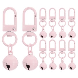 PATIKIL 10 PCS Dog Bell, Cat Bell Dog Collar Bell Small Pet Bells Keychain Cute Bulk Loud Jingle for Dog Collar Charm Pendant Necklace Accessories DIY Crafts Christmas, Light Pink