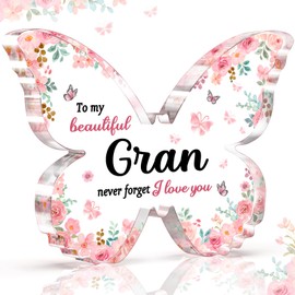 CheriGift Gran Gifts, Best Gran Birthday Gift, Christmas or Mothers Day Gift for Gran, Beautiful Butterfly Acrylic Plaque, Thoughtful Gran Gifts from Grandchildren - to My Beautiful Gran