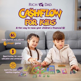 Rich Dad Cashflow Board Game for Kids, Children's Edition, Up to 6 Players, Ages 6+ - Fun and Educational Learning Games for Boys, Girls, and Family