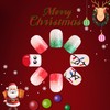 Christmas Press on Nails Short Red Green French Tip Fake