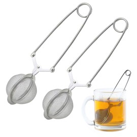 Pack of 2 Tea Tongs for Loose Tea, Tea Tongs Made of Stainless Steel, Tea Infuser in Ball Shape Made of Stainless Steel, Sieve Tongs for Tea Lovers (4.5 x 16 cm)