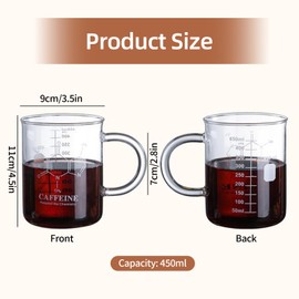 BORDSTRACT Measuring Cup, Caffeine Molecule Cup 3.5 x 4.5 in for Coffee Tea Latte Measuring Cup