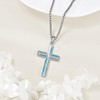 URONE Cross Necklace 925 Sterling Silver Cross Turquoise Pendant Necklace