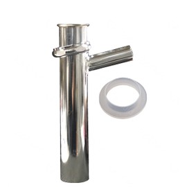 EZ-Fluid Grueso resistente latón chapado en cromo de 17 GA, 1-1/2 x 8 pulgadas, junta deslizante de rama de lavaplatos, conexión directa con salida de manguera de drenaje de lavaplatos de 7/8