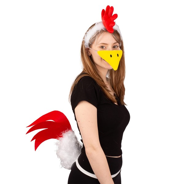 Tigerdoe Chicken Costume - 3 PC Chicken Costume Accessories - Farm Animal Costume - Animal Dress up White and Red