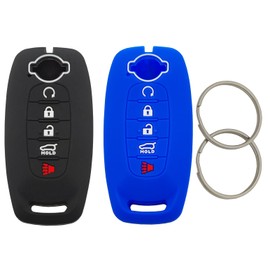 Horande Silicone Protector Key Fob Cover Case fit for 2023 2024 Nissan Pathfinder Rogue Kicks Keyless Entry Key Fob (Black+Blue)