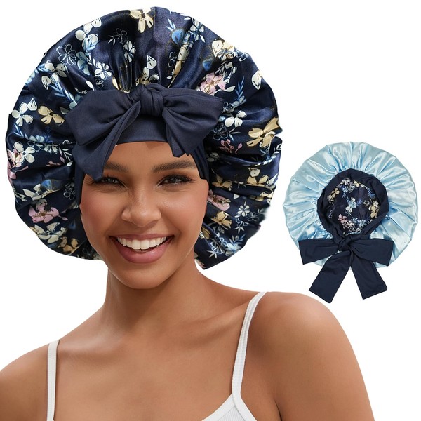 NAHOSY Satin Silk Bonnet for Sleeping Women, Reversible Double Layer