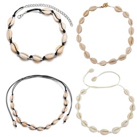 Mingjun 4pcs Natural Shell Choker Necklace Handmade Beach Jewellery for Women Girls