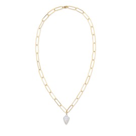 HUNTER & TROVE Moonstone Pendant on 14K Gold Filled 18” Paperclip Chain Necklace