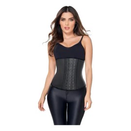 Faja Cinturilla Torso Corto Ann Chery 2061 Látex 3 Broches Color Negro Talla Ech/30