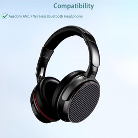 HAIZEEN Ear Pads Compatible with Ausdom ANC7 ANC 7 Wireless Bluetooth Headphones Ear Pads Replacement Cushion (Protein Leather/Memory Foam)