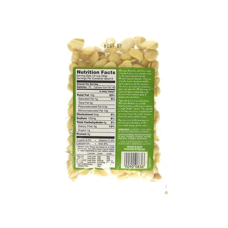 Trader Joes Roasted and Salted Marcona Almonds with Rosemary -