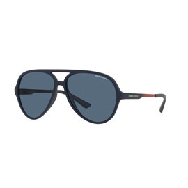 A|X ARMANI EXCHANGE Men's AX4133S Round Sunglasses, Matte Blue/Dark Blue, 60 mm