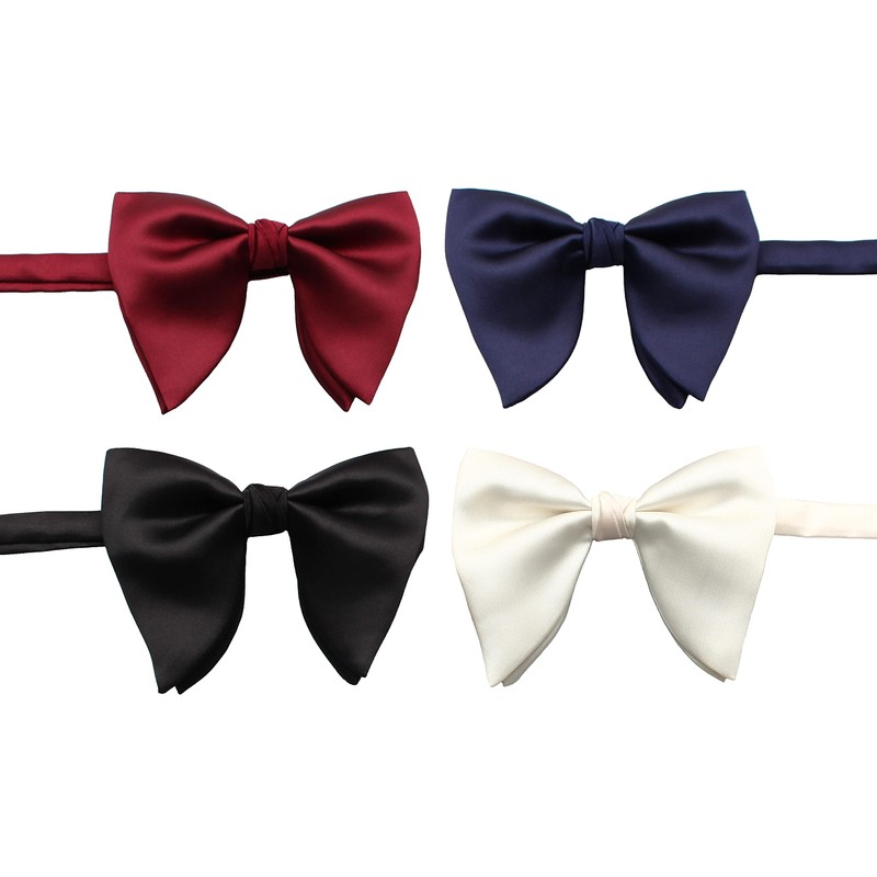 Lovacely Mens Oversized Satin Silk Bow Tie Solid Color Formal