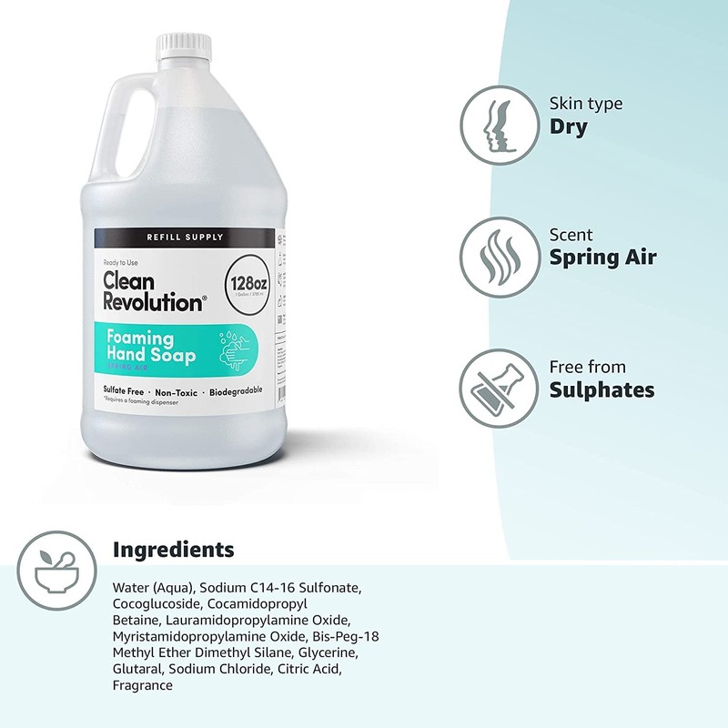 Clean Revolution Foaming Hand Soap Refill Supply Container, Ready to