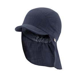 Sterntaler Plain Neck Peaked Cap - Unisex Hat Made of Airy Cotton Muslin - Lightweight Baby and Children's Summer Hat - Headpiece with Comfortable Elastic Band at the Neck, blue, 51