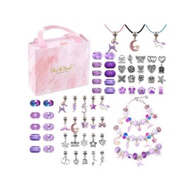 DIY Jewelry Making Kit, 66pcs Unicorn & Mermaid Charm Beaded Bracelet, Jewelry Making Kit Great Idea Gift, Creative Craft Materials, Valentine's Day Gift:_Purple_one size