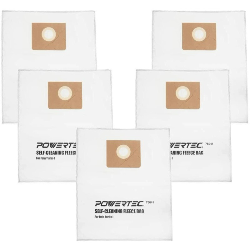 POWERTEC 75041 Self-Cleaning Fleece Bag for Fein Turbo I, 5PK