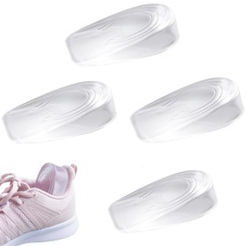 2 Pairs of Heel Pads Gel Heel Cushions, Heel Spurs Insoles (1 cm & 2 cm), Shoe Insoles Increase, Transparent, Heel Wedge Silicone Heel Cushion Raiser for Men and Women
