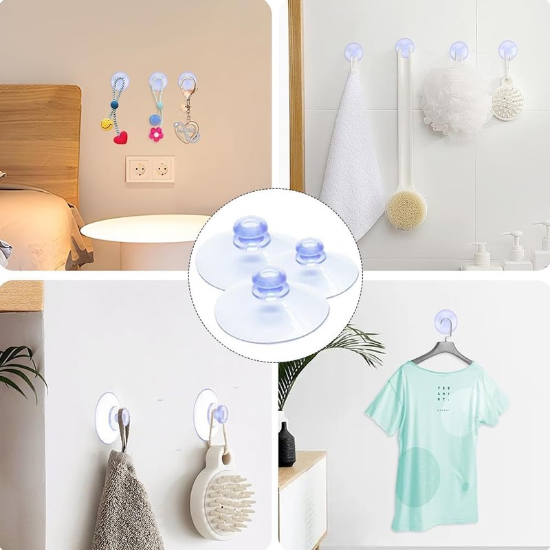 LJFEA Pack of 20 Transparent Suction Cups, PVC Plastic Suction