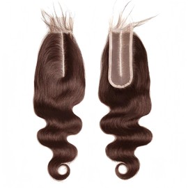 2x6 Brown Closure Human Hair Invisible Hd Lace Closure Brazilian Human 150% Density Hair Extensions Preplucked Bleached Knots Wet And Wavy For Women 10 Inch