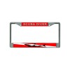 DIGIART SCUBA DIVER DIVE FLAG SHARK Chrome Metal Car License
