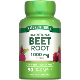 Nature's Truth Nature's Truth Beet Root Capsules | 1000mg | 90 Pills | Herbal Extract | Gluten Free & Non-GMO Supplement