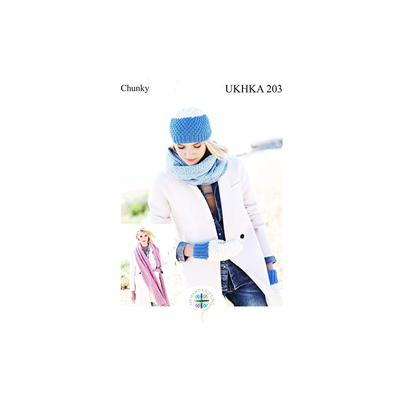 Chunky Knitting Pattern - Ladies Winter Accessories - Hat Mittens
