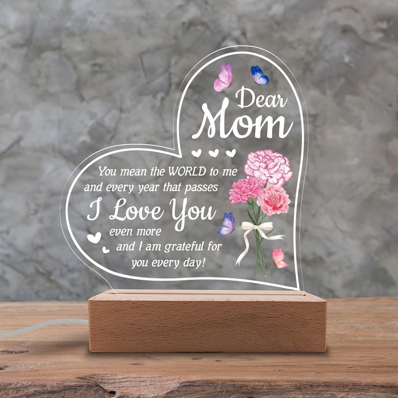 QOCNAM 3D Night Light With Engraved Wooden Base - Unique
