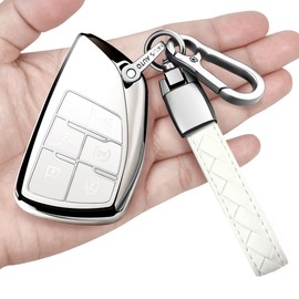 Sindeda - Funda para llavero con llavero, suave protección completa, compatible con GMC Yukon Tahoe Suburban 1500 (5 botones, blanco)