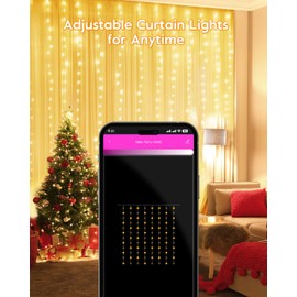 Brightown Smart Fairy Curtain Lights - 9.8ft 300 LED Window String Lights with APP and Remote Control, 8 Modes, USB Plug in Waterproof Christmas Hanging Lights for Bedroom, Indoor, Weddings, Party