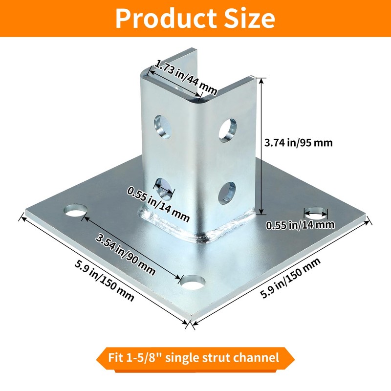 Fardtry 2 Pcs Channel Post Base, Heavy Duty Post Bracket,