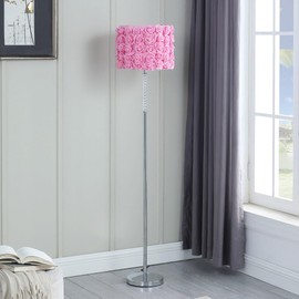 ZJMTOCYU Brighten Your Space with Elegant Pink Roses Floor Lamp, 63-Inch Height with Clear Acrylic Design and Metal Base