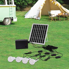 Solar Power Generator with 12V 4Ah Battery Solar Panel Portable Emergency Generator 4 LED Bulbs, USB for Outdoors Camping Travel Hunting Supply Energy
