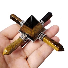 Lovionus89 4 Crystal Point Chakra Points Energy Generator Decorate Reiki Healing Crystal Stone Tiger's Eye