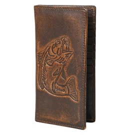 AMERICAN TANNER Genuine Leather Hand Burnished Long Bifold Wallet For Men Women H7 X W3.5 D0.5