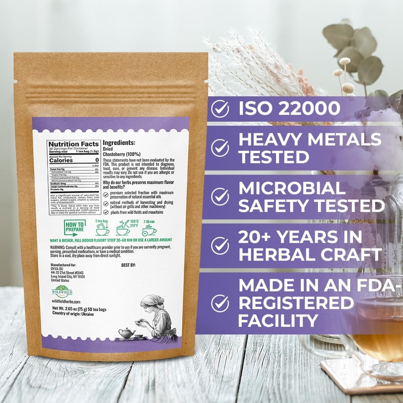 50 Bags Chaste Tree Berry Сhasteberry Tea Vitex Tea Herb