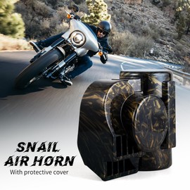 FARBIN Air Horn for Truck Motorcycle Horn 12V Train Horn for Pickup 150dB Loud Car Horns Compact Snail Motohorn for Motorcycle Car Truck RV SUV (Personality Gold)