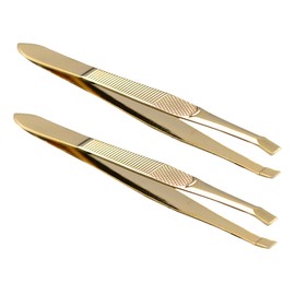 Beavorty 2pcs Stainless Steel Eyebrow Tweezers Precision Eyebrow Trimming Tweezers For Women Girls Eyelash Extension Tools
