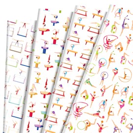 Gymnastics Wrapping Paper 12 Sheets Gymnastics Girls Wrapping Paper Gifts Packing Paper Colorful Gift Wrap DIY Craft Art Paper for Birthday,Party 20"×28"