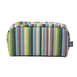 Maeda Dyeing Goshikihanpudo (Goshikihanpudo), Five Color Series, Oblong Pouch, Five Color Stripes: Green, Size (H x W x D): Approx. 3.3 x 7.1 x 2.4 inches (8.5 x 18 x 6 cm)