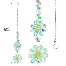 BIKHYY Crystal Suncatcher Hanging Flower Oranment Kit Window Sun Catcher for Indoor Outdoor Garden Party Wedding Decorations, Shiny Crystal AB Color
