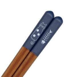 Chopsticks, Toboke Cat 7.1 inches (18.0 cm), Children, Dishwasher Safe, Made in Japan (Blue)