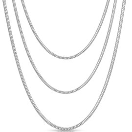 Gicko Snake Chain 925 Sterling Silver - Width 2 mm - Fine Silver Chain in Various Lengths: 40, 45, 50, 55, 60 cm Necklace for Women - Women's Necklace, Sterling Silver, Pearl