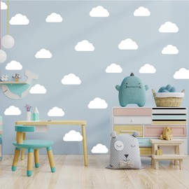 Cloud Wall Sticker Decor for Kids Room White Cloud Peel and Stick Wall Decal Decor Mixed Size Wall DIY Sticker for Kids Bedroom Nursery Classroom 10 Sheets